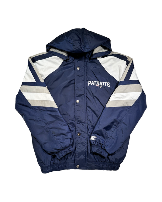 STARTER NEW ENGLAND PATRIOTS HOODED PUFFER JACKET — M